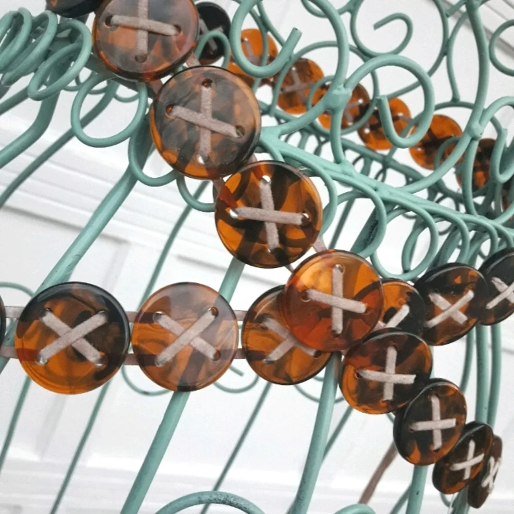 Chain Belt Tortoise Shell Buttons Retro Vintage - Picture 3 of 14